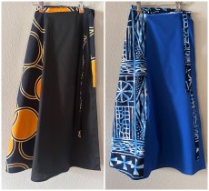 画像3: 新色入荷！アフリカンバティック巻きスカート＆変形ターバン セットアップ　５種類　BAOBAB (3)