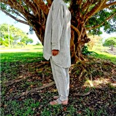 画像4: ユニセックス　ヒマラヤ　リネンパンツ　アマヤマ草庵　[ブランド直送] (4)