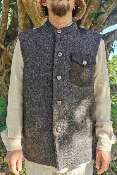 画像1: ユニセックス　ヤクウール　羽織り　アマヤマ草庵　[ブランド直送]