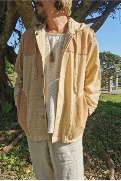 画像1: 手織りワイルドヘンプコットン　長袖カットソー  アマヤマ草庵　[ブランド直送]