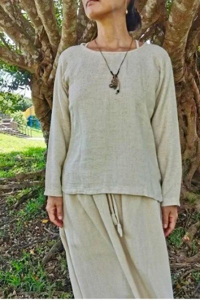 画像2: ふんわり竹布長袖カットソー　バンブー100％　アマヤマ草庵　[ブランド直送]