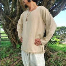 画像2: Men's　原始的長袖シャツ　厚手ヘンプコットン　2サイズ　アマヤマ草庵　[ブランド直送] (2)