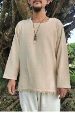 画像1: Men's　原始的長袖シャツ　厚手ヘンプコットン　2サイズ　アマヤマ草庵　[ブランド直送] (1)