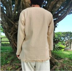 画像3: Men's　原始的長袖シャツ　厚手ヘンプコットン　2サイズ　アマヤマ草庵　[ブランド直送] (3)