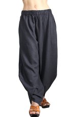 画像1: 柔らかヘンプのとんがりパンツ　墨黒　Sawan asia　[ブランド直送] (1)