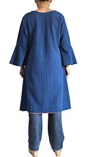 画像6: ジョムトン手織り綿　天然インディゴ染め　ピンク裏地付きシンプルチュニック　Sawan asia　[ブランド直送] (6)