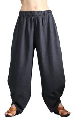 画像2: 柔らかヘンプのとんがりパンツ　墨黒　Sawan asia　[ブランド直送] (2)