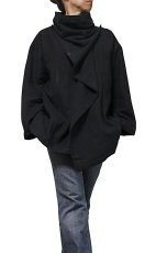 画像1: ユニセックス　ジョムトン手織り綿マント風デザインジャケット ブラック　裏地付き　4サイズ　Sawan asia　[ブランド直送] (1)