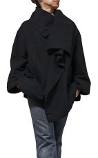 画像4: ユニセックス　ジョムトン手織り綿マント風デザインジャケット ブラック　裏地付き　4サイズ　Sawan asia　[ブランド直送] (4)