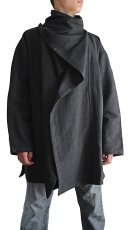 画像2: ユニセックス　ジョムトン手織り綿マント風デザインジャケット ブラック　裏地付き　4サイズ　Sawan asia　[ブランド直送] (2)