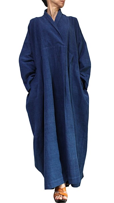 画像1: ユニセックス　ジョムトン手織り綿コサックコート　2サイズ2カラー　ブラックまたはインディゴ紺　裏地付き　Sawan asia　[ブランド直送]