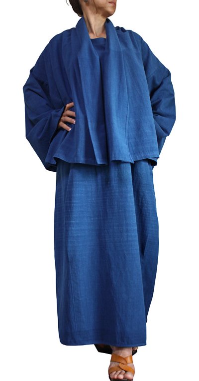 画像2: ユニセックス　ジョムトン手織り綿コサックコート　2サイズ2カラー　ブラックまたはインディゴ紺　裏地付き　Sawan asia　[ブランド直送]