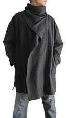 画像7: ユニセックス　ジョムトン手織り綿マント風デザインジャケット ブラック　裏地付き　4サイズ　Sawan asia　[ブランド直送] (7)