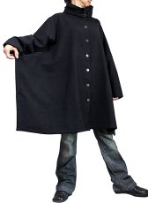 画像1: ジョムトン手織り綿ハイネックコート　ブラック　裏地付き　Sawan asia　[ブランド直送] (1)