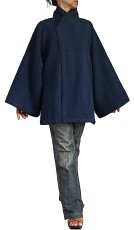 画像1: ユニセックス　ジョムトン手織り綿　和風ハーフコート　インディゴ紺　裏地付き　Sawan asia　[ブランド直送] (1)