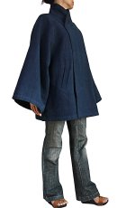 画像2: ユニセックス　ジョムトン手織り綿　和風ハーフコート　インディゴ紺　裏地付き　Sawan asia　[ブランド直送] (2)