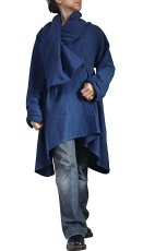 画像3: 天然インディゴ染め　ジョムトン手織り綿のフローイングコート　紐付き　Sawan asia　[ブランド直送]  (3)