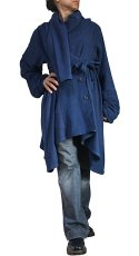 画像1: 天然インディゴ染め　ジョムトン手織り綿のフローイングコート　紐付き　Sawan asia　[ブランド直送]  (1)