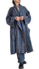 画像5: ユニセックス　ざっくりジョムトン手織り綿　オフネックラッピングコート　天然インディゴ染め　裏地付き　Sawan asia　[ブランド直送]  (5)