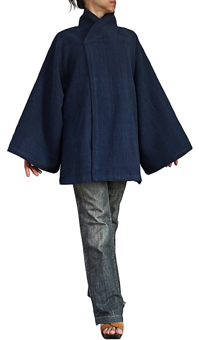 画像3: 天然インディゴ染め　ジョムトン手織り綿のフローイングコート　紐付き　Sawan asia　[ブランド直送] 