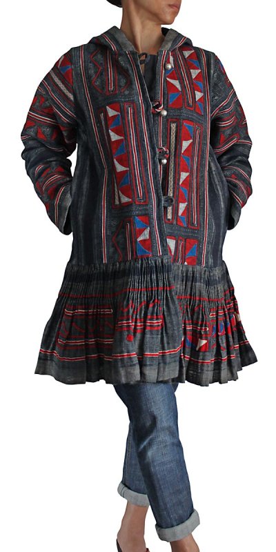 画像3: ジョムトン手織り綿のゆったりチュニックブラウス　墨黒　Sawan asia　[ブランド直送]