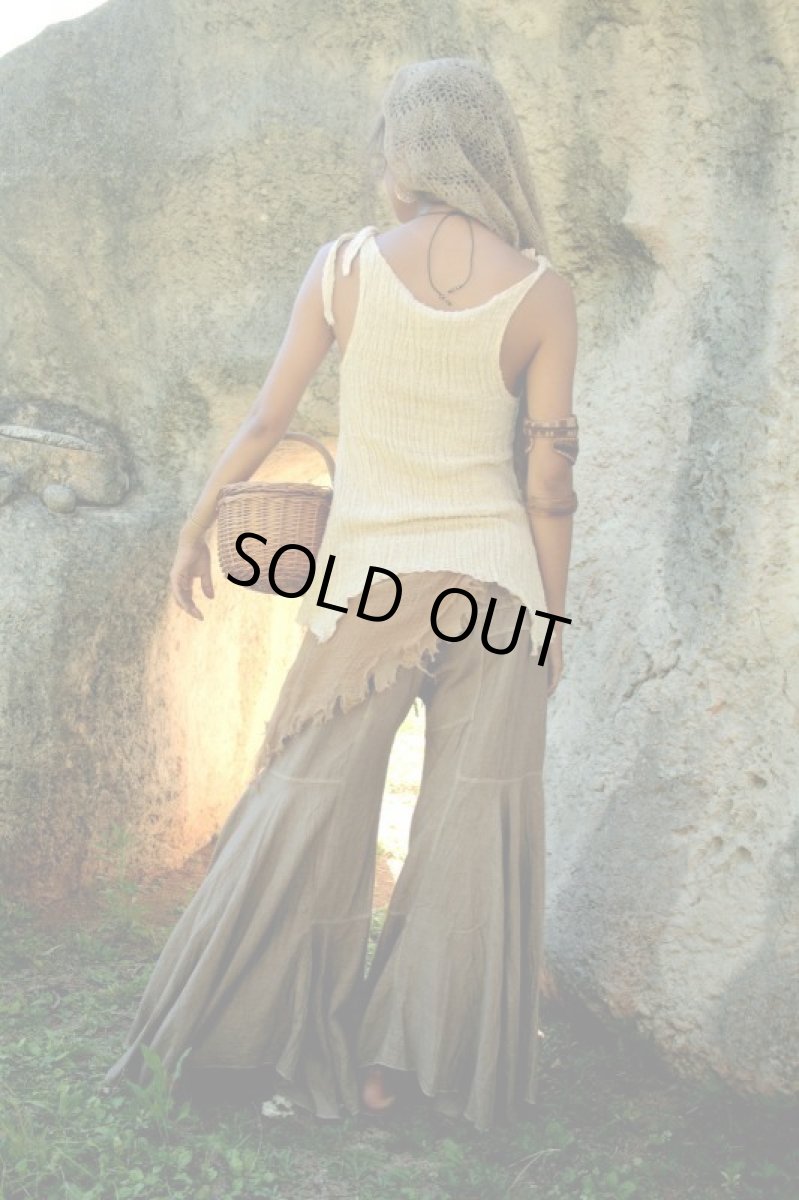 画像14: 10%OFF!! *＊Mサイズ抹茶１枚再入荷！ukA earth アシンメトリーヒラヒラパンツ- リネン×コットン - (14)