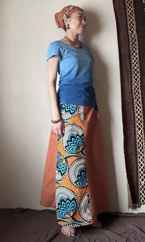 画像4: アフリカンバティック巻きスカート＆変形ターバン セットアップ　３種類　BAOBAB (4)